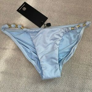 Vix Ice Blue Swim Bikini Bottom Gold Detail Size XS NWT $98